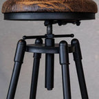 Industrial Vintage Bar Stool Series with Swivel Lift and Leather Seat