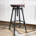 Industrial Vintage Bar Stool Series with Swivel Lift and Leather Seat