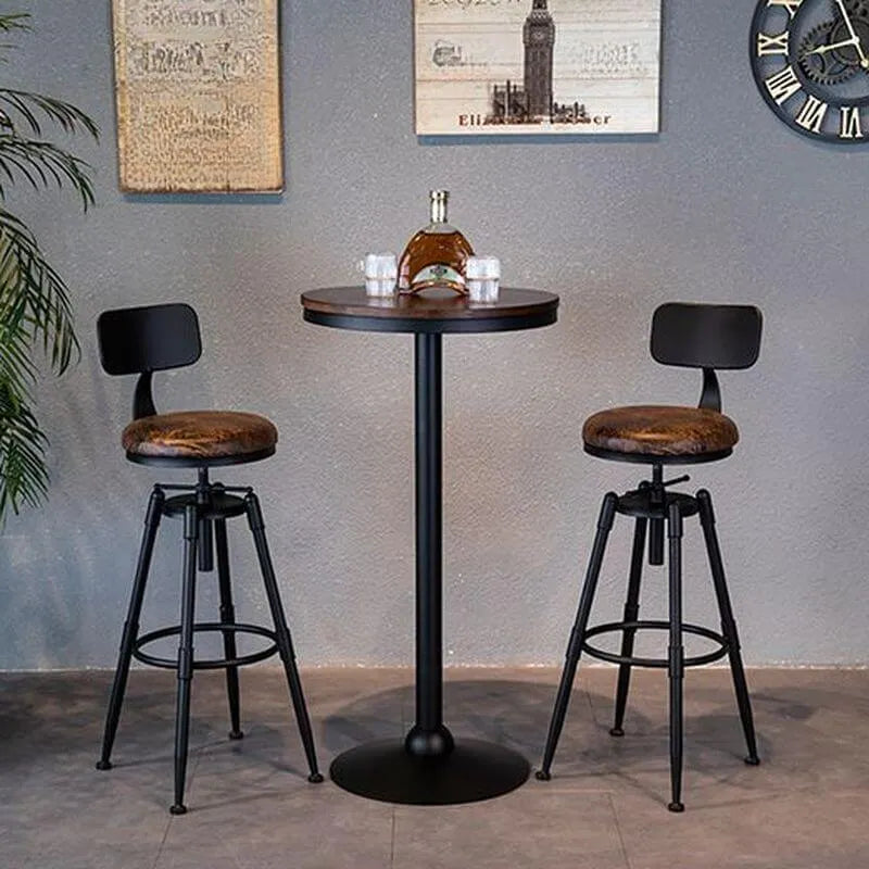 Industrial Vintage Bar Stool Series with Swivel Lift and Leather Seat Main Product Image Main image