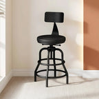 Industrial Wood and Metal Guitar Chair Bar Stool Series With Backrest