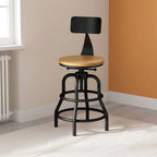 Industrial Wood and Metal Guitar Chair Bar Stool Series With Backrest
