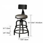 Industrial Wood and Metal Guitar Chair Bar Stool Series With Backrest Dimensions
