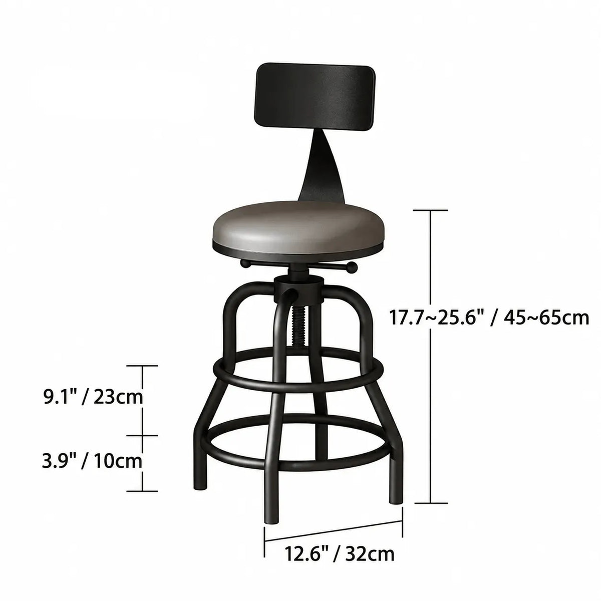 Industrial Wood and Metal Guitar Chair Bar Stool Series With Backrest Dimensions