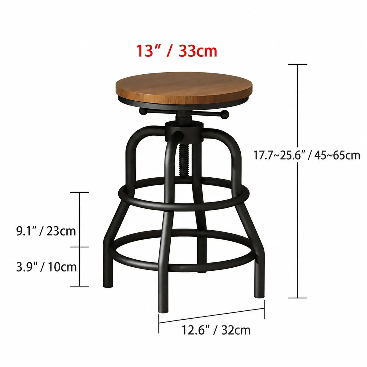 Industrial Wood and Metal Guitar Chair Bar Stool Series With Backrest Dimensions