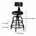 Industrial Wood and Metal Guitar Chair Bar Stool Series With Backrest Dimensions