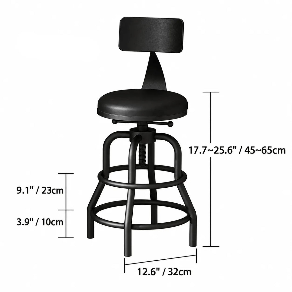 Industrial Wood and Metal Guitar Chair Bar Stool Series With Backrest Dimensions