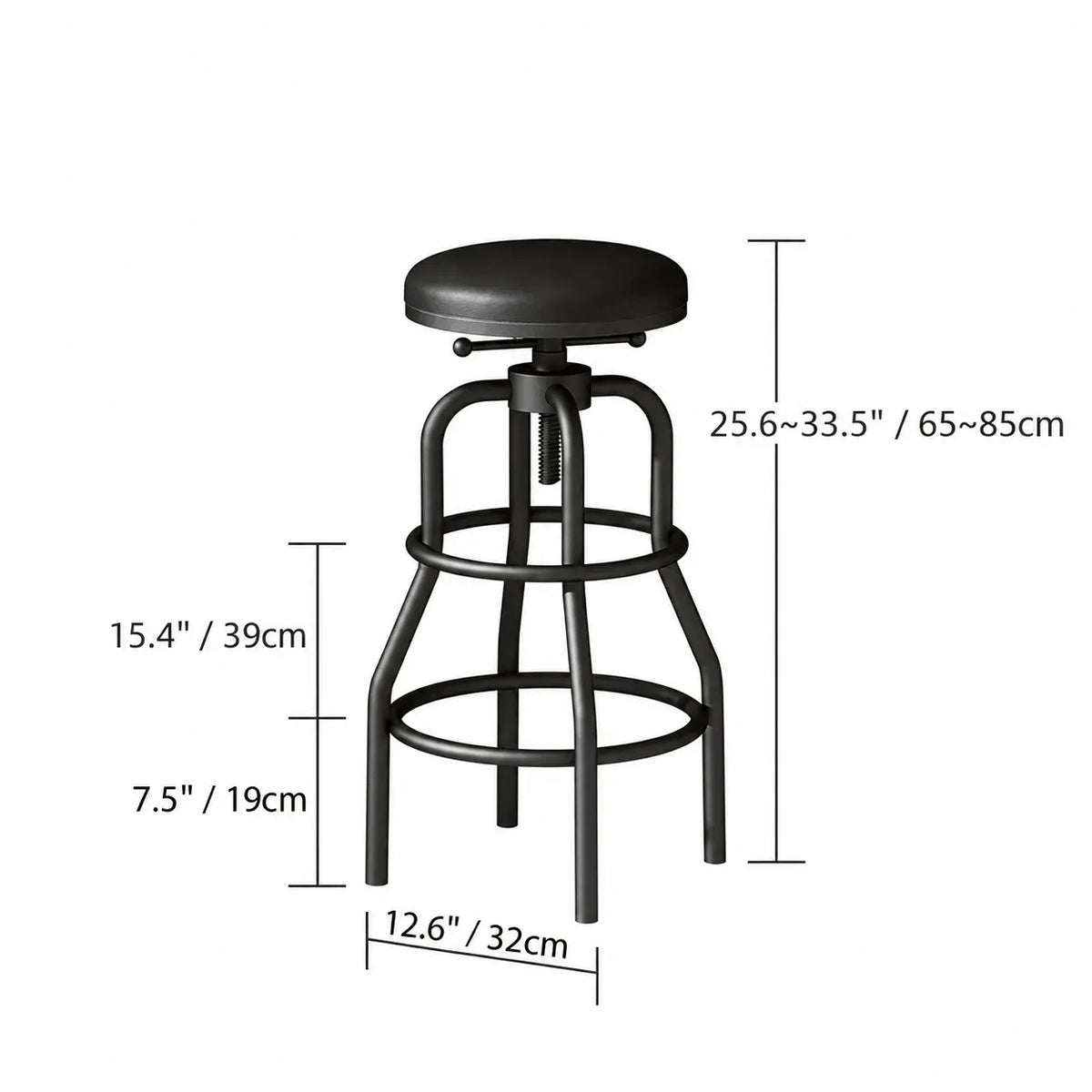 Industrial Wood and Metal Guitar Chair Bar Stool Series With Backrest Dimensions