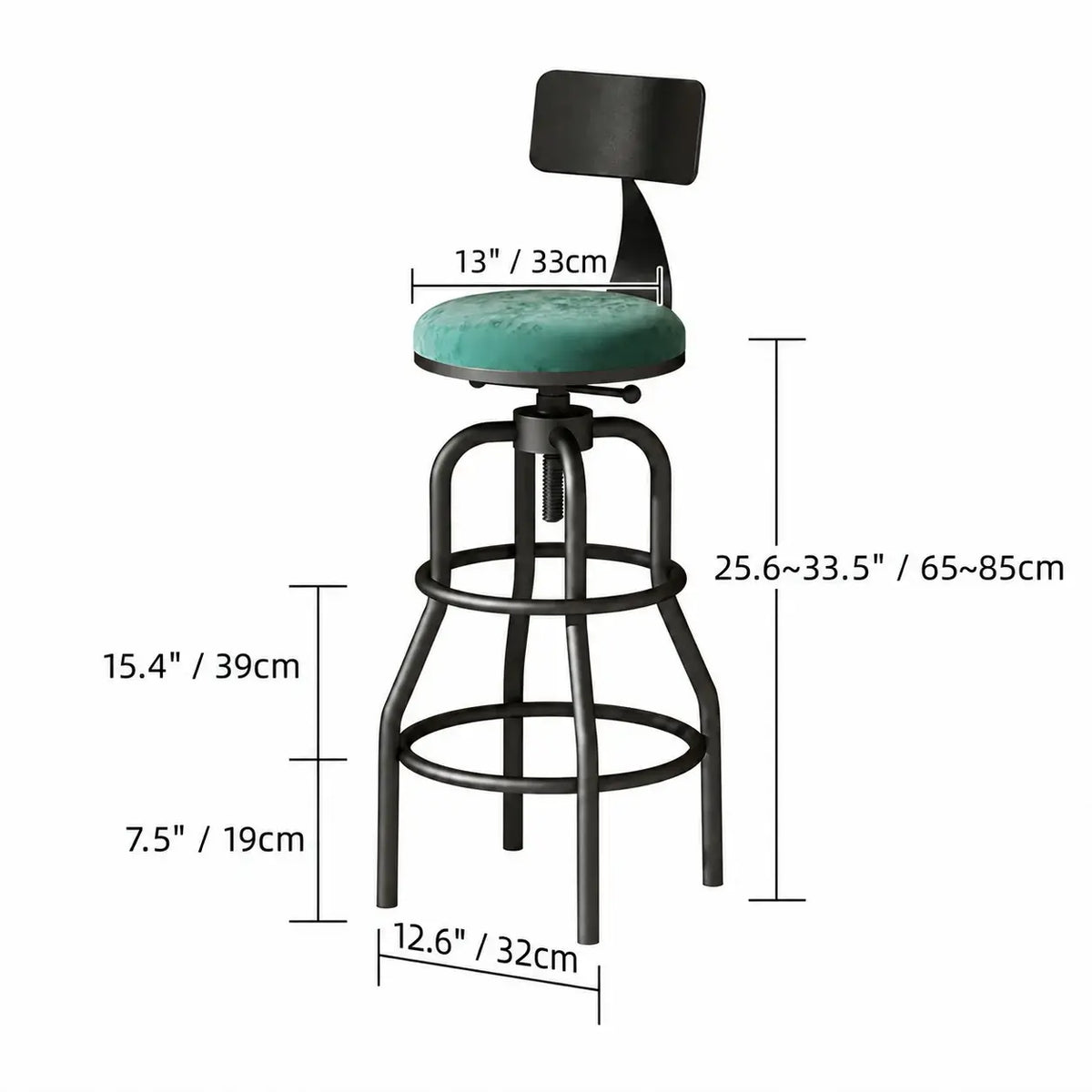 Industrial Wood and Metal Guitar Chair Bar Stool Series With Backrest Dimensions
