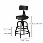 Industrial Wood and Metal Guitar Chair Bar Stool Series With Backrest Dimensions
