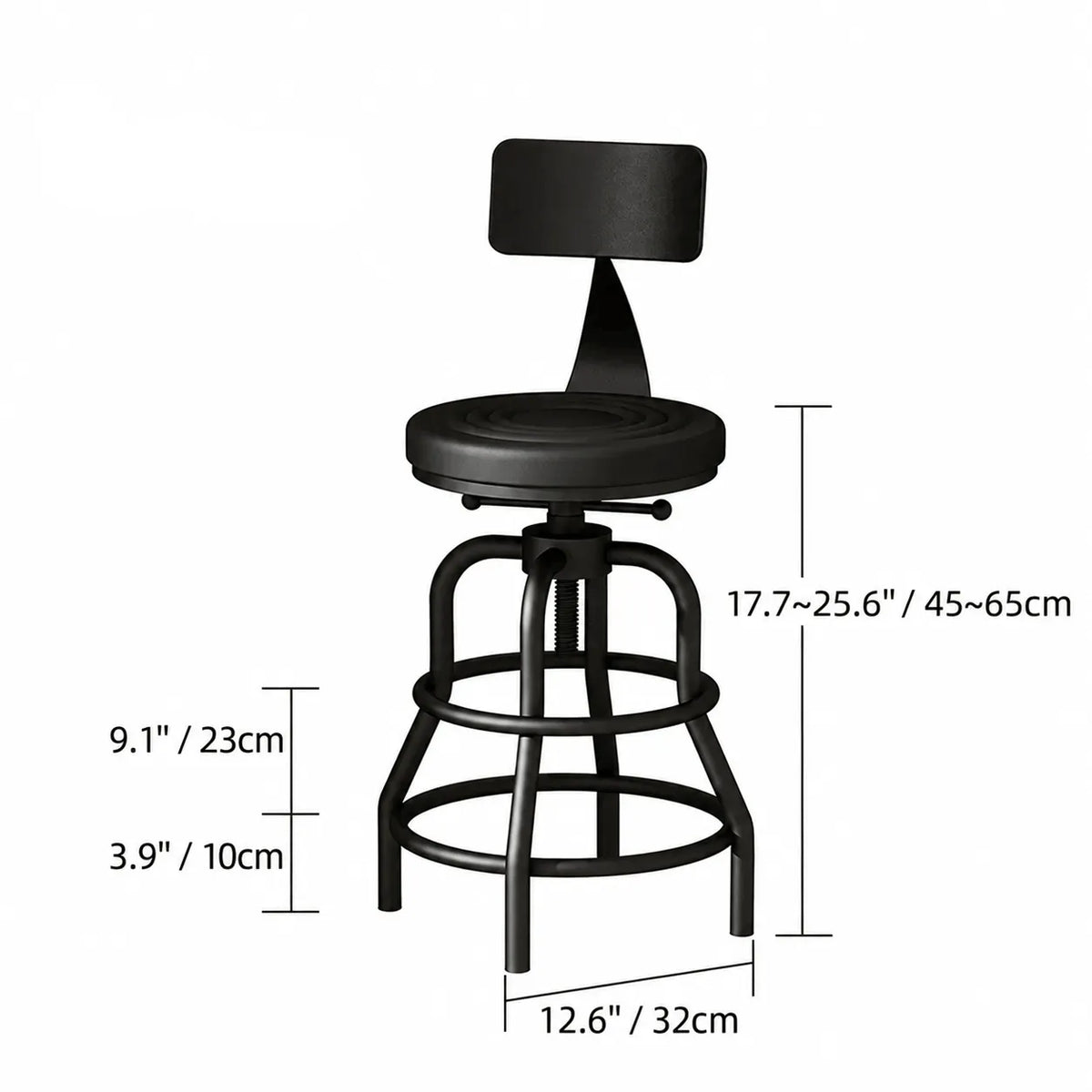 Industrial Wood and Metal Guitar Chair Bar Stool Series With Backrest Dimensions