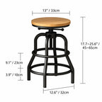Industrial Wood and Metal Guitar Chair Bar Stool Series With Backrest Dimensions