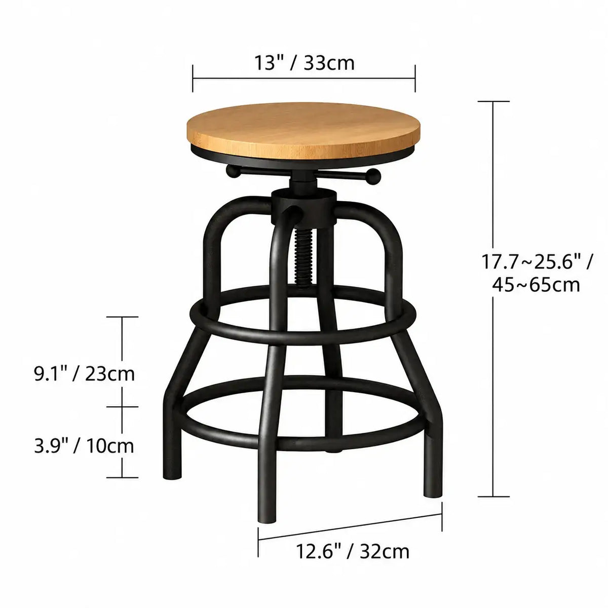 Industrial Wood and Metal Guitar Chair Bar Stool Series With Backrest Dimensions