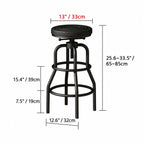 Industrial Wood and Metal Guitar Chair Bar Stool Series With Backrest Dimensions