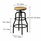 Industrial Wood and Metal Guitar Chair Bar Stool Series With Backrest Dimensions