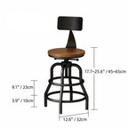 Industrial Wood and Metal Guitar Chair Bar Stool Series With Backrest Dimensions