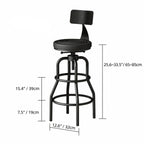 Industrial Wood and Metal Guitar Chair Bar Stool Series With Backrest Dimensions