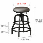Industrial Wood and Metal Guitar Chair Bar Stool Series With Backrest Dimensions