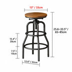 Industrial Wood and Metal Guitar Chair Bar Stool Series With Backrest Dimensions