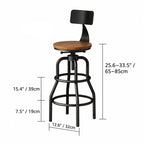 Industrial Wood and Metal Guitar Chair Bar Stool Series With Backrest Dimensions