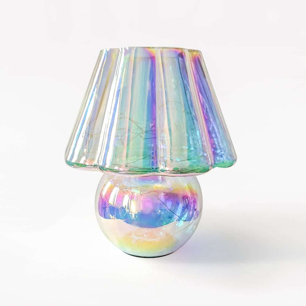 Iridescent Glass LED Table Lamp with Dimmable Down Lighting