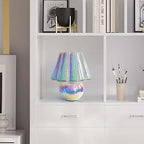 Iridescent Glass LED Table Lamp with Dimmable Down Lighting