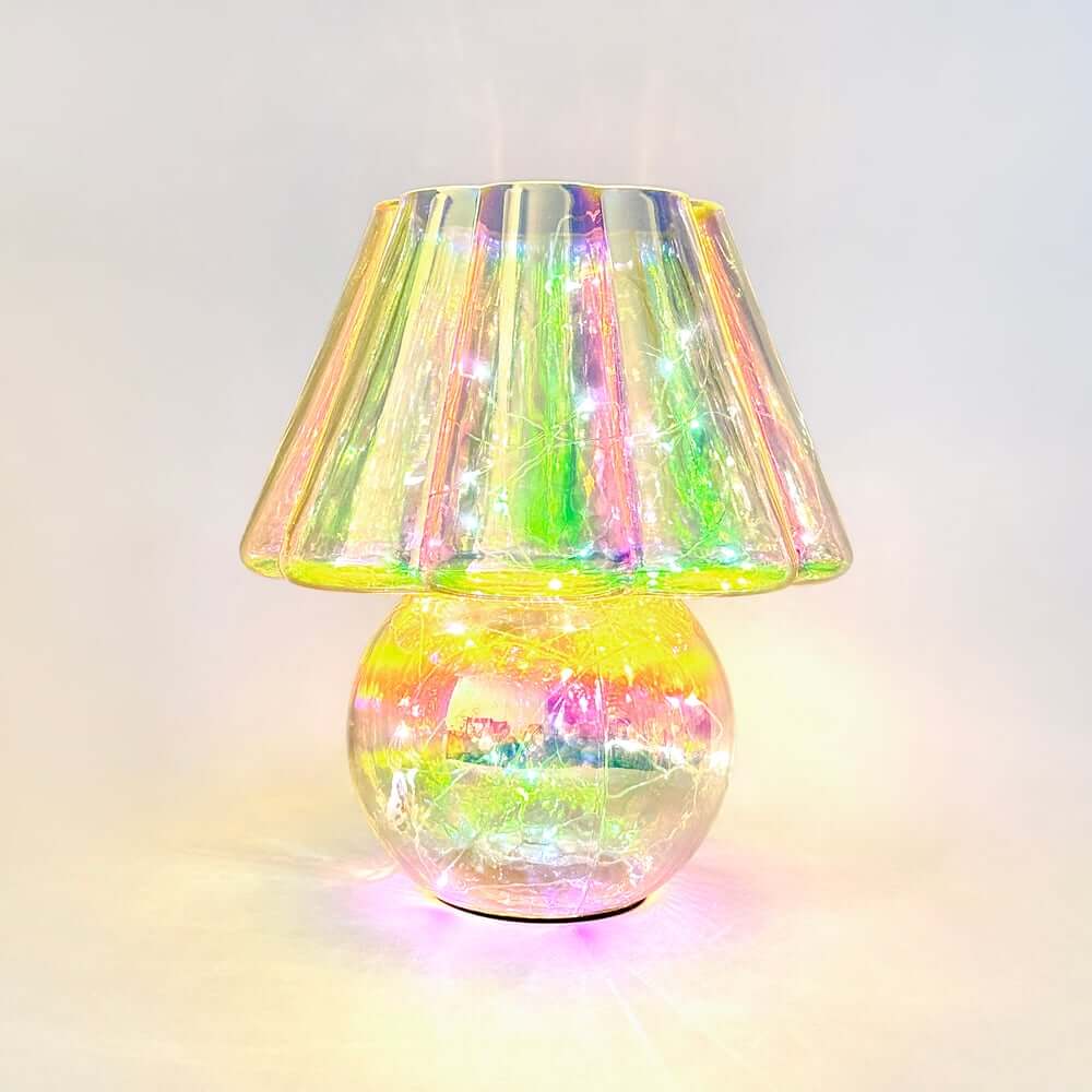 Iridescent Glass LED Table Lamp with Dimmable Down Lighting