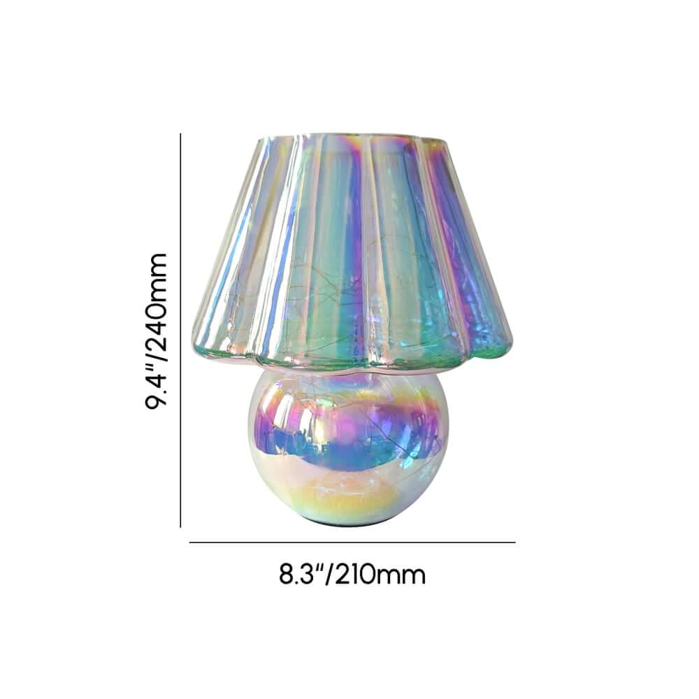 Iridescent Glass LED Table Lamp with Dimmable Down Lighting Dimensions