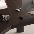 Irregular Shape Black Executive Desk With Ash Wood Legs