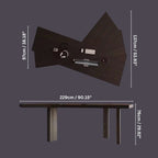 Irregular Shape Black Executive Desk With Ash Wood Legs