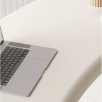 Irregular Shaped Wooden Desk with Chair and Drawers