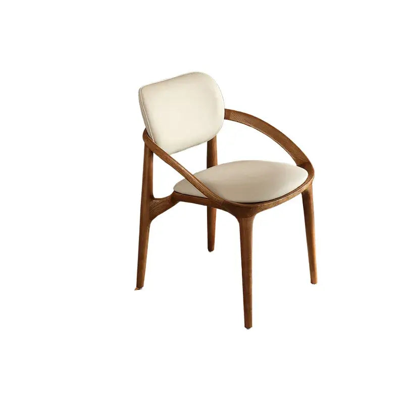 Italian Ash Wood Armchair With Sculpted C-Back, Upholstered Dining Series