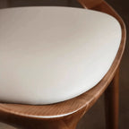 Italian Ash Wood Armchair With Sculpted C-Back, Upholstered Dining Series