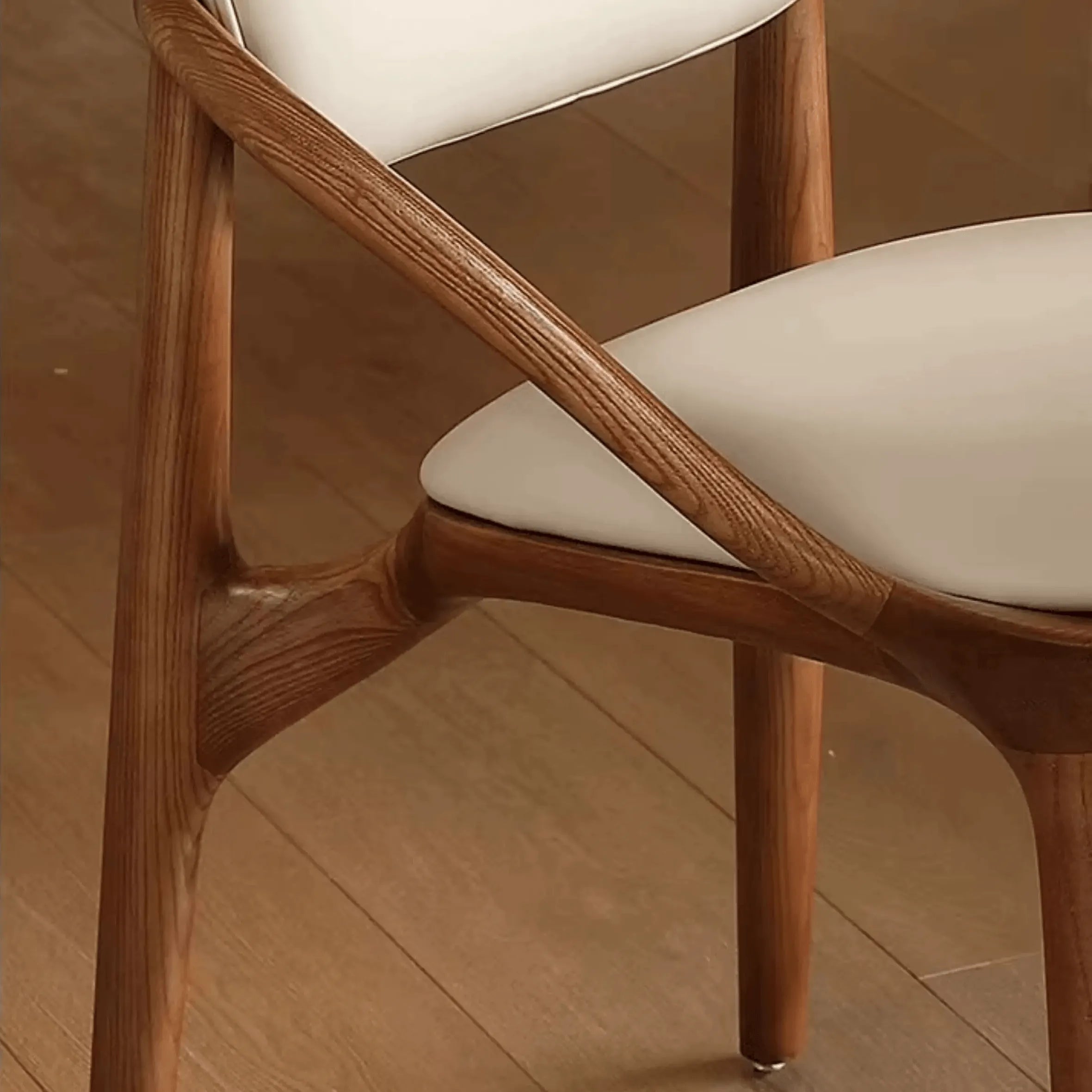 Italian Ash Wood Armchair With Sculpted C-Back, Upholstered Dining Series