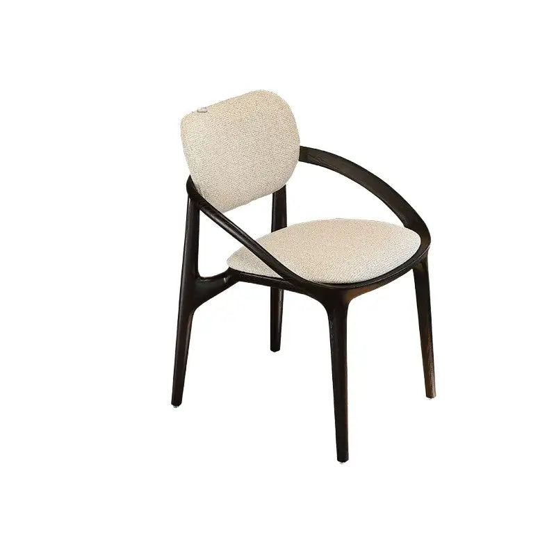 Italian Ash Wood Armchair With Sculpted C-Back, Upholstered Dining Series