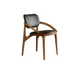 Italian Ash Wood Armchair With Sculpted C-Back, Upholstered Dining Series