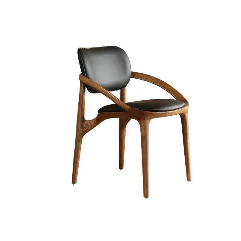 Italian Ash Wood Armchair With Sculpted C-Back, Upholstered Dining Series