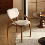 Italian Ash Wood Armchair With Sculpted C-Back, Upholstered Dining Series