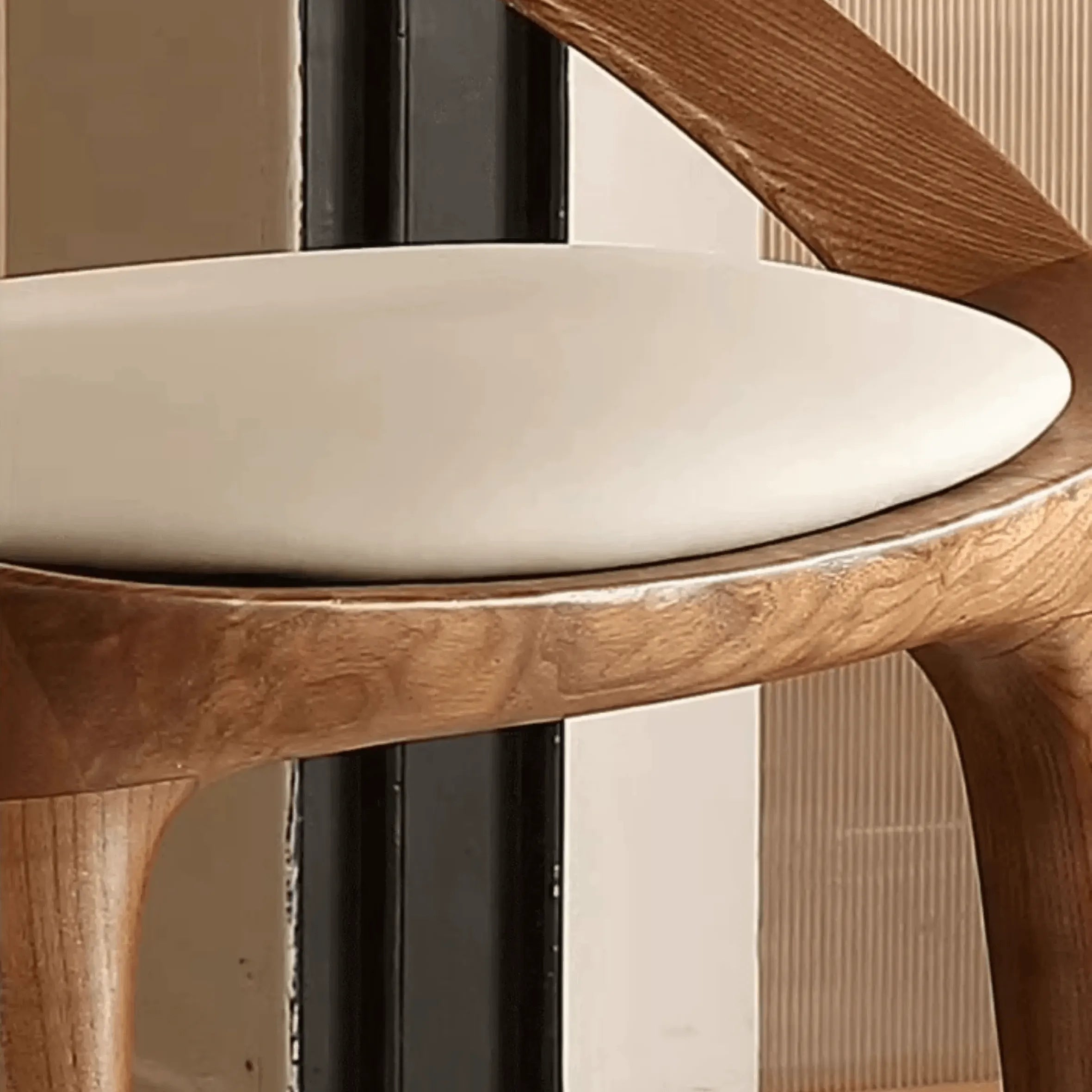 Italian Ash Wood Armchair With Sculpted C-Back, Upholstered Dining Series