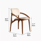 Italian Ash Wood Armchair With Sculpted C-Back, Upholstered Dining Series Dimensions