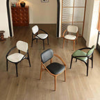 Italian Ash Wood Armchair With Sculpted C-Back, Upholstered Dining Series Main Product Image