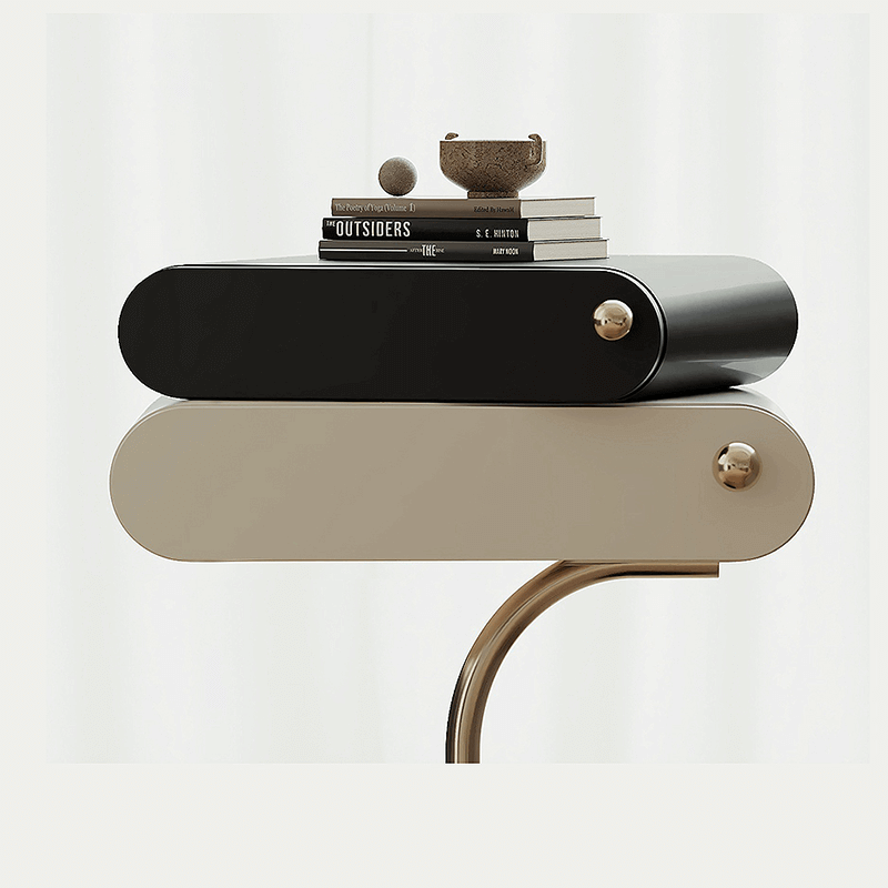 Italian Cream Modern End Table With Two Drawers