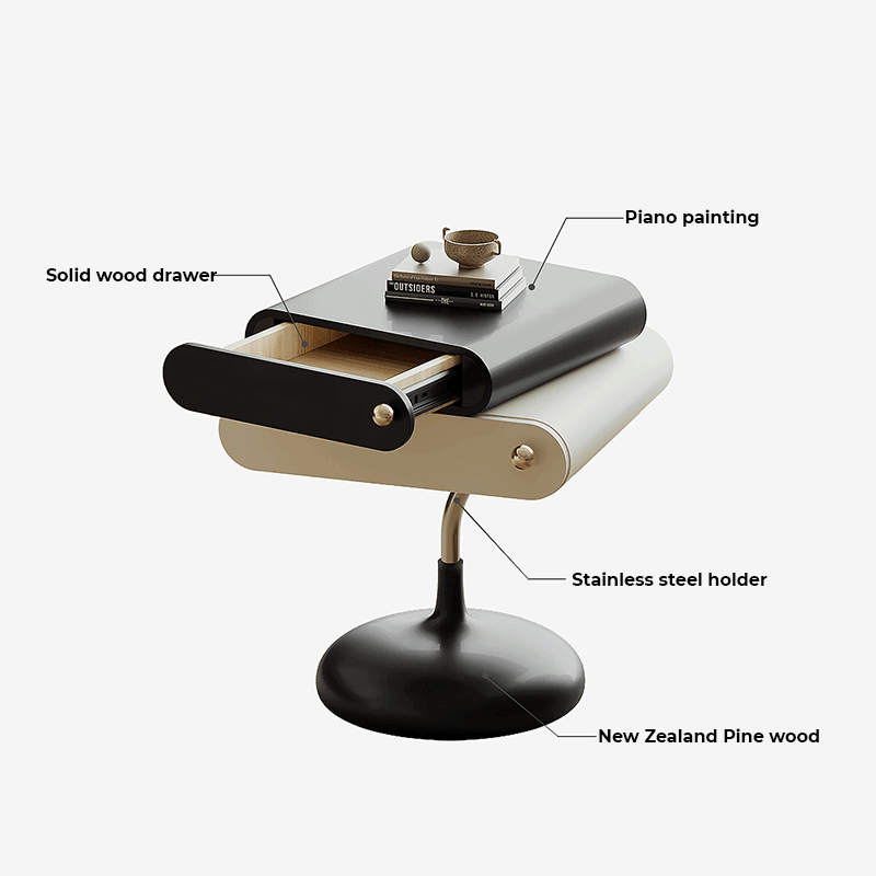 Italian Cream Modern End Table With Two Drawers