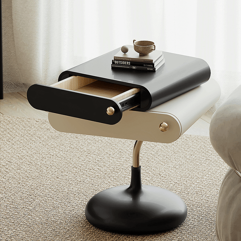 Italian Cream Modern End Table With Two Drawers Main Product Image