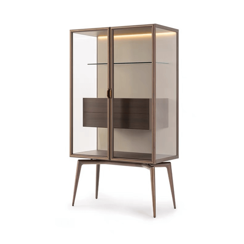 Italian Glass Wine Cabinet With Stainless Steel Frame Secondary image