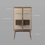 Italian Glass Wine Cabinet With Stainless Steel Frame
