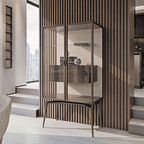 Italian Glass Wine Cabinet With Stainless Steel Frame