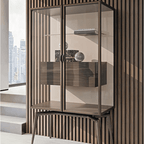 Italian Glass Wine Cabinet With Stainless Steel Frame Main Product Image