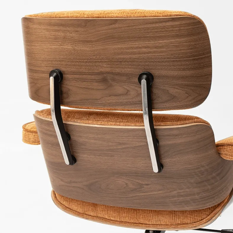 Italian Minimalist Chenille Office Chair With Walnut Back and Silent Casters