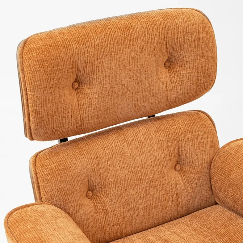 Italian Minimalist Chenille Office Chair With Walnut Back and Silent Casters