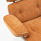 Italian Minimalist Chenille Office Chair With Walnut Back and Silent Casters
